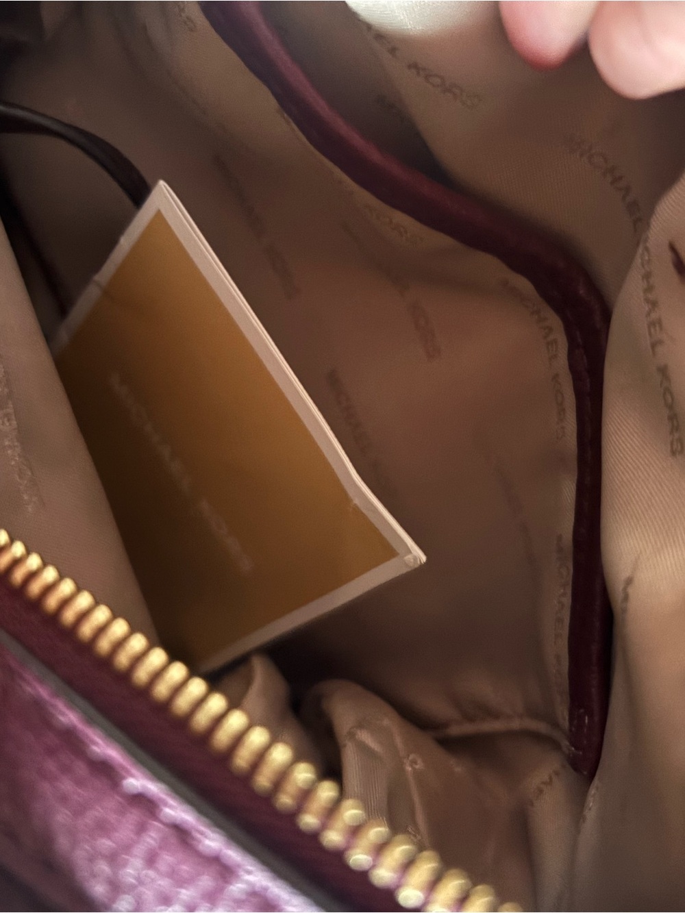 Michael Kors Burgundy Plum Leather Shoulder Bag with Grommet Strap - Picture 4 of 4